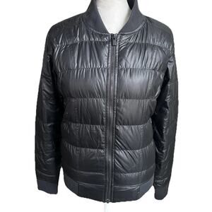 Athleta Down Puffer Jacket Womens XS Black Lightweight Bomber Goose Down